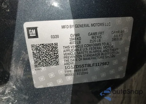 2020 Chevrolet Malibu Fwd Lt z USA, uszkodzony, nr VIN 1G1ZD5ST8LF117982